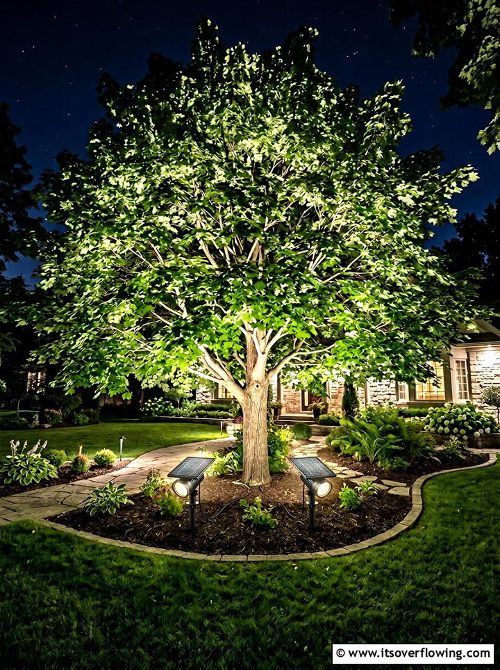 Solar spotlights for garden trees - 25 garden ideas with solar lights