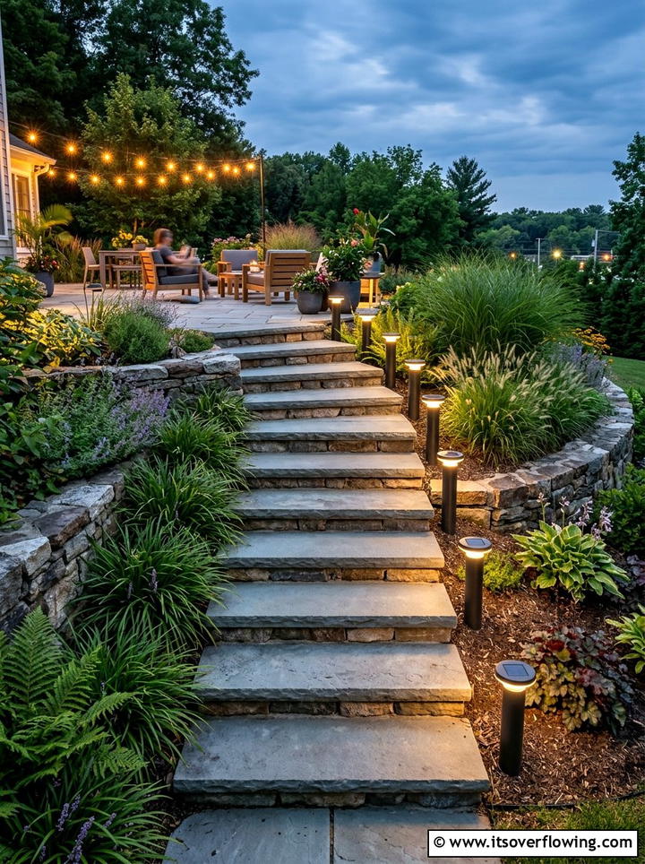 Solar step lights outdoor - 25 backyard decorating ideas with solar stake lights