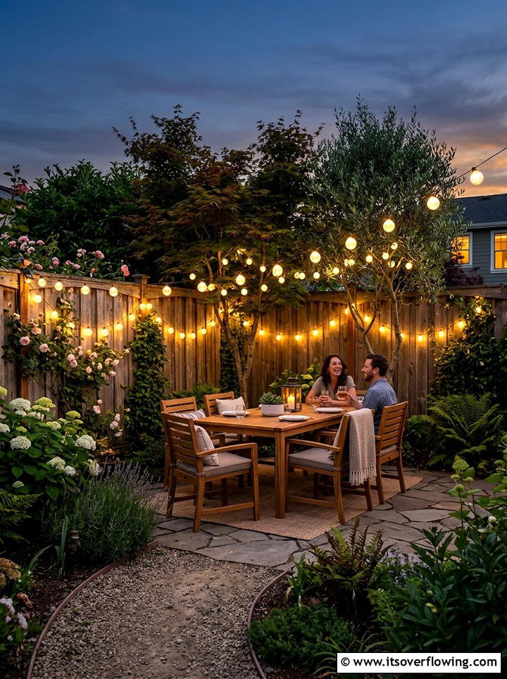 Solar string lights - 25 garden decor ideas for small gardens
