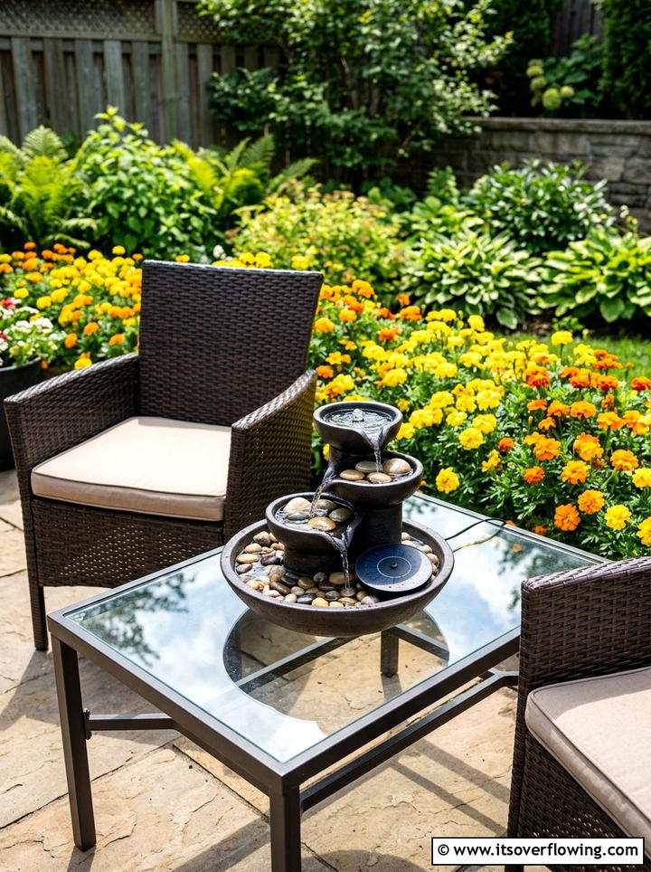 Solar tabletop fountain - 25 garden decor ideas with tabletop fountains