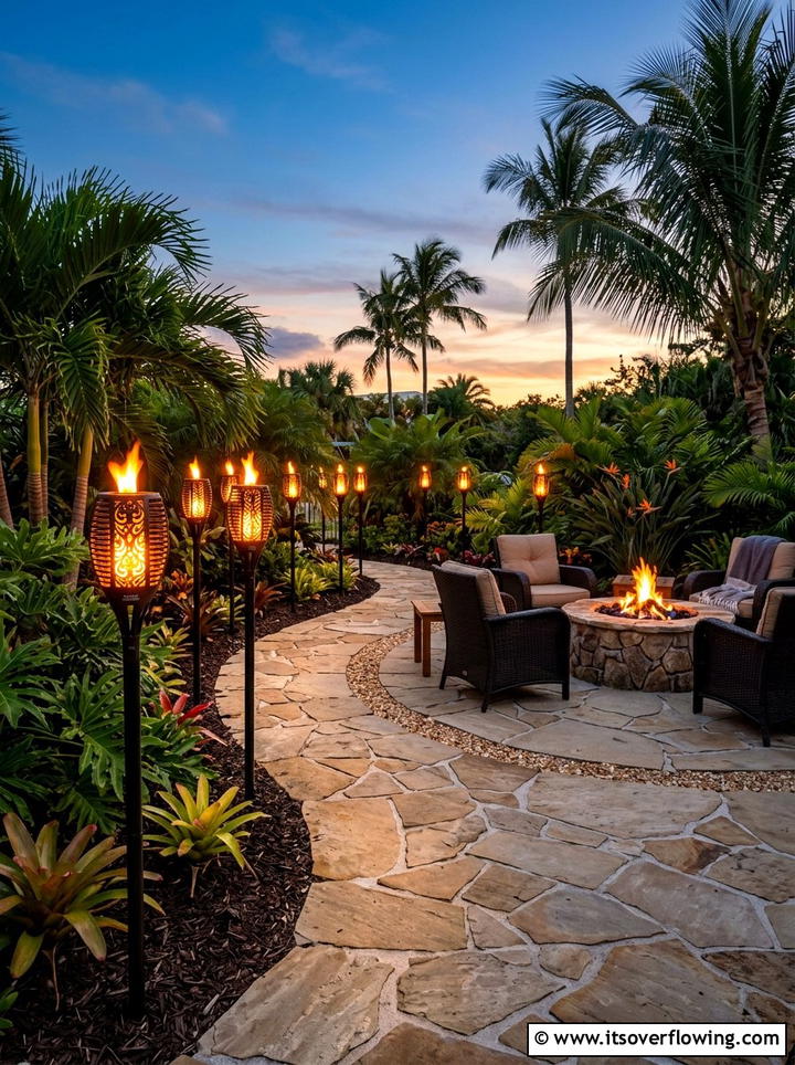 Solar torches with flickering flame - 25 garden ideas with solar lights
