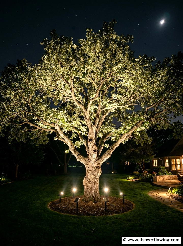Solar tree accent lighting - 25 backyard decorating ideas with solar stake lights