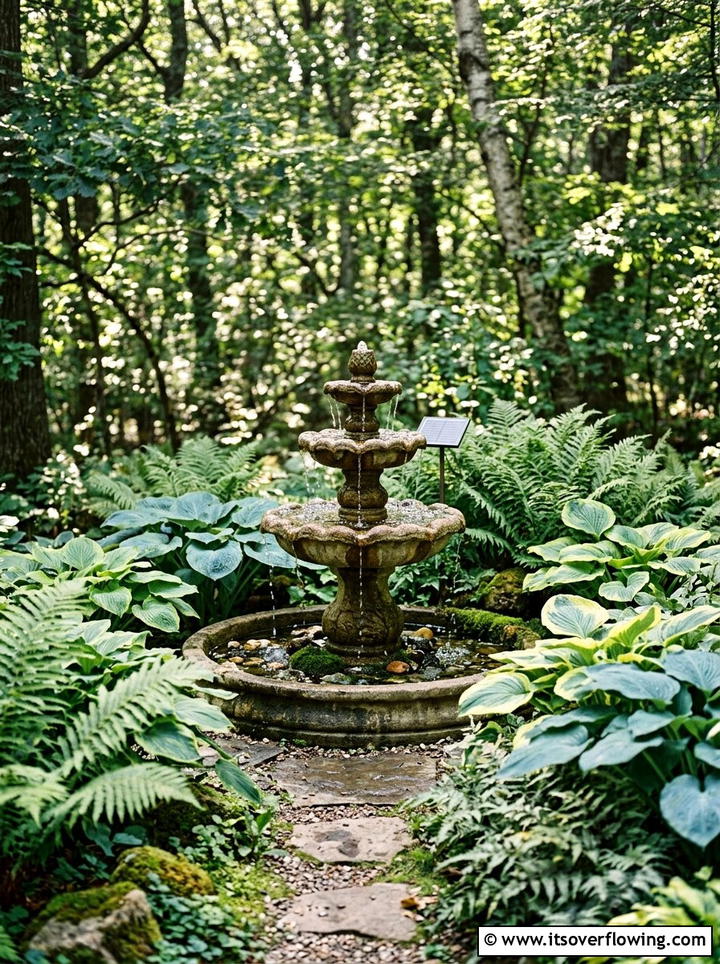 Solar water fountain - 25 garden ideas for birds