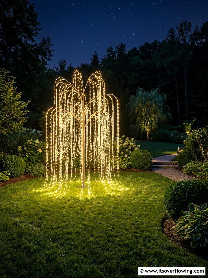 Solar weeping willow tree lights - 25 garden ideas with solar lights