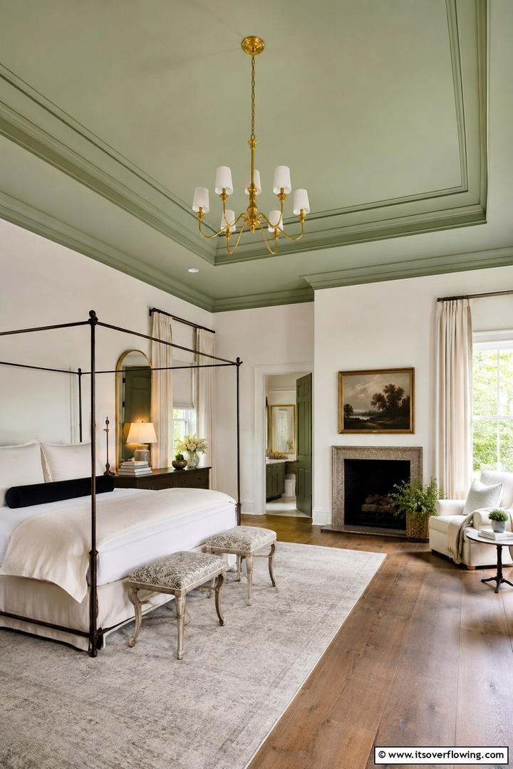 Soothing Sage Green Ceiling - 30 Sage Green Bedroom Ideas for Serene Modern Spaces