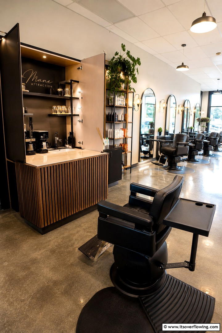 Sophisticated Overhead Lighting - 30 Small Salon Interior Design Ideas for Compact Beauty Spaces