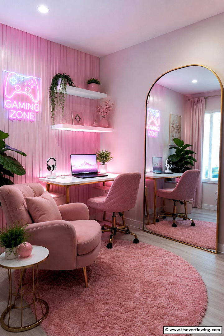 Sophisticated Pink Gaming Corner - 30 Pink Gaming Setup Ideas for a Vibrant Play Space