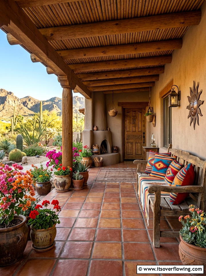Southwest Style Porch - 25 backyard ideas with desert landscape