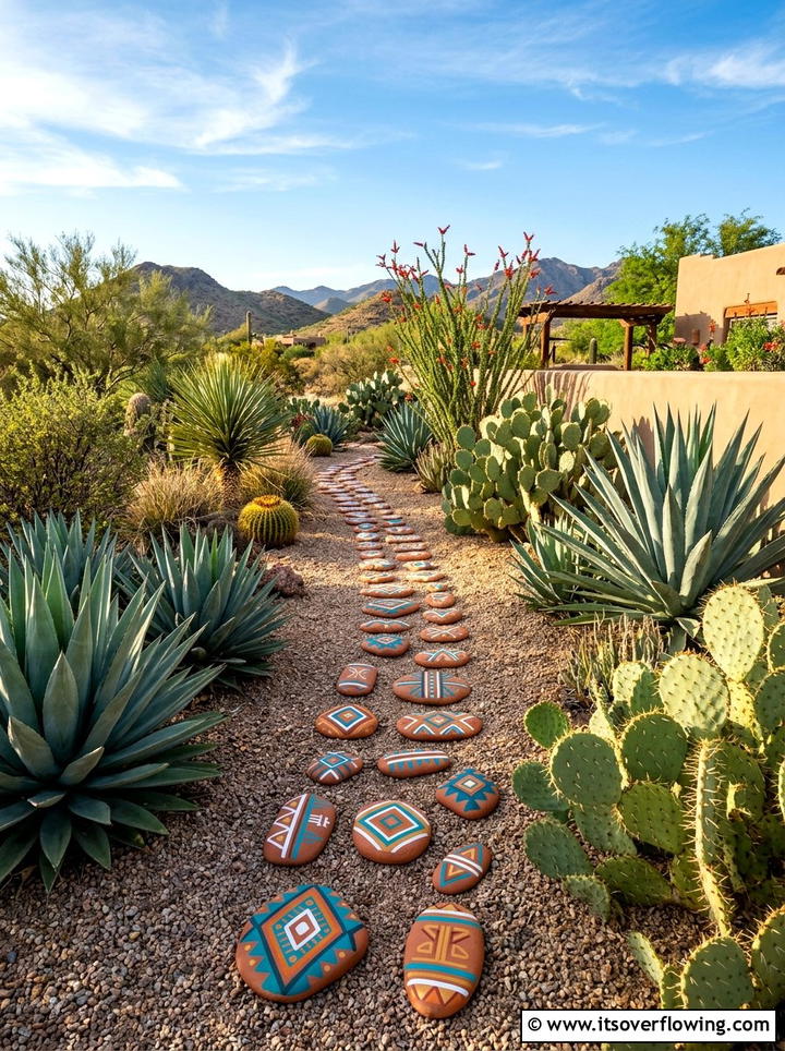 Southwest desert garden stones - 25 creative garden ideas with painted stepping stones