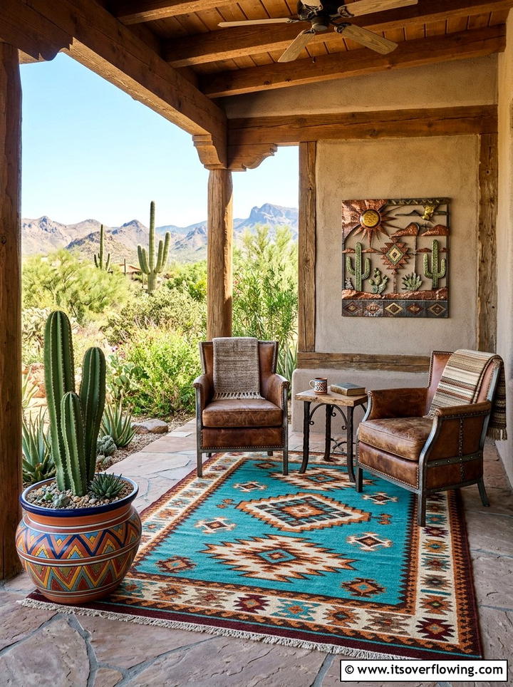 Southwestern Style Rug - 25 front porch ideas with outdoor rug