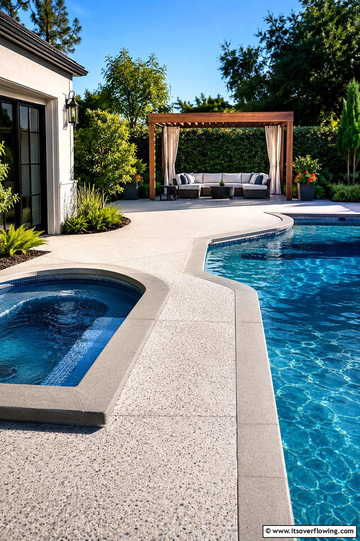 Spa Pool Harmony - 30 Pavers Around Pool Ideas for a Sleek and Safe Design
