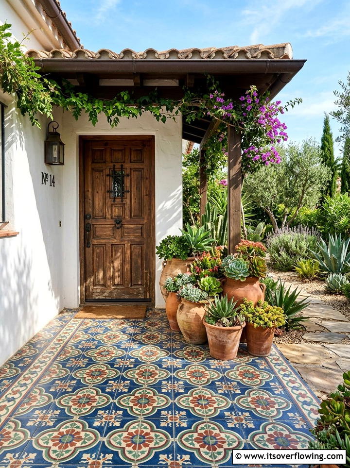 Spanish style cement tile - 25 front porch ideas with tile floor
