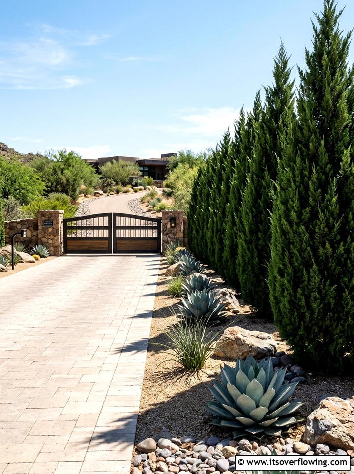 Spartan Juniper Row - 25 backyard ideas with privacy trees