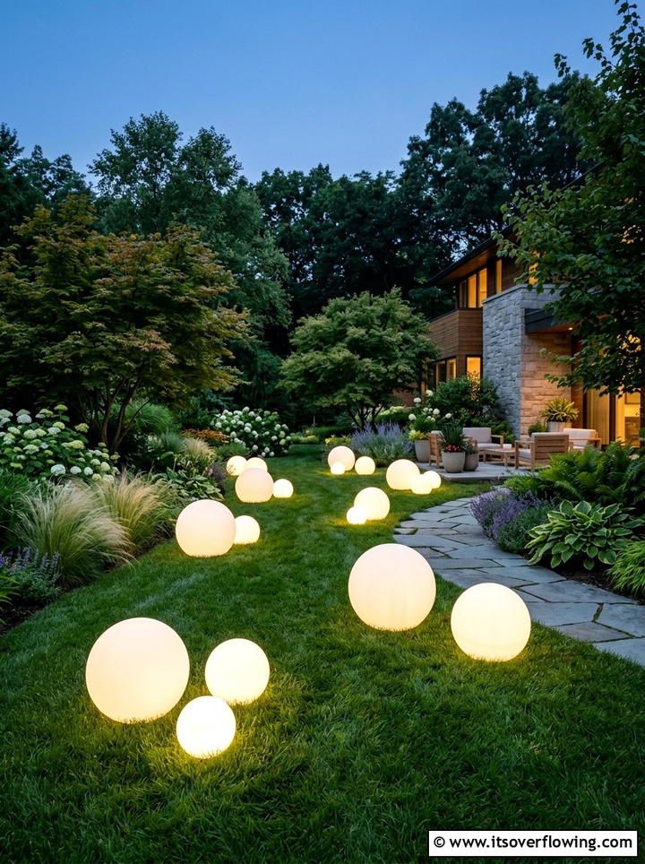 Spherical Garden Lights - 25 garden decor ideas for modern gardens