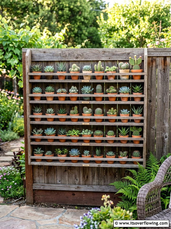 Spice Rack Succulent Wall - 25 upcycled garden ideas for patios