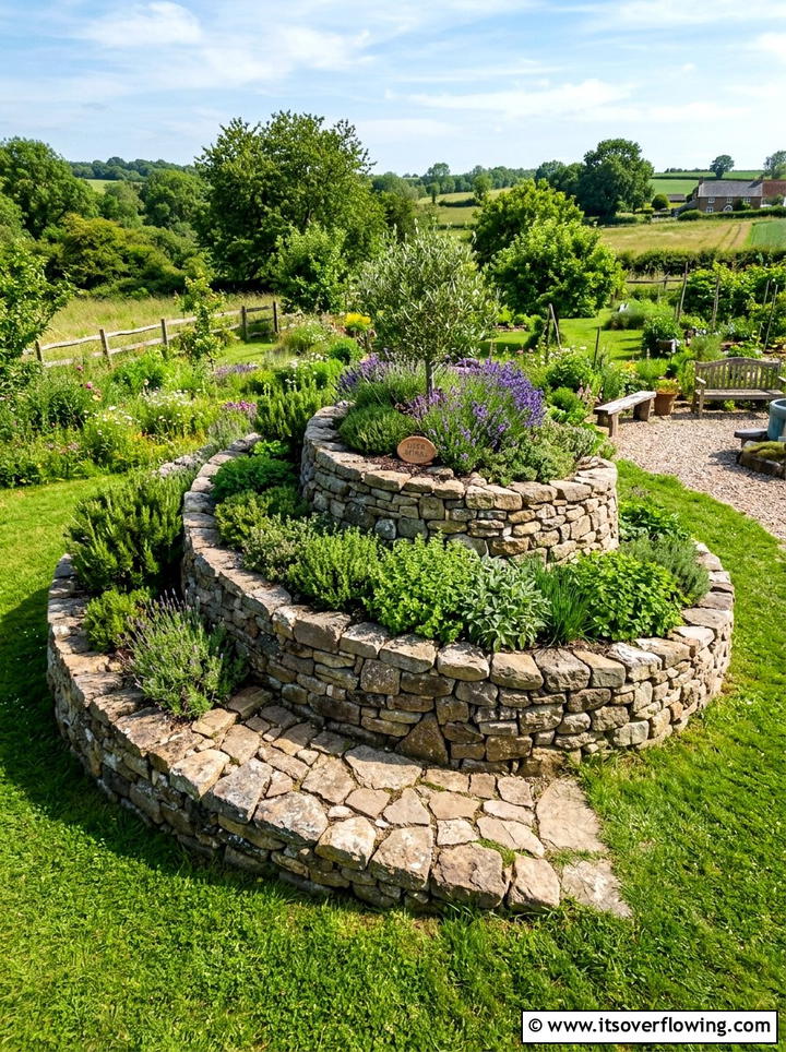 Spiral Stone Herb Garden - 25 backyard decorating ideas with herb stations