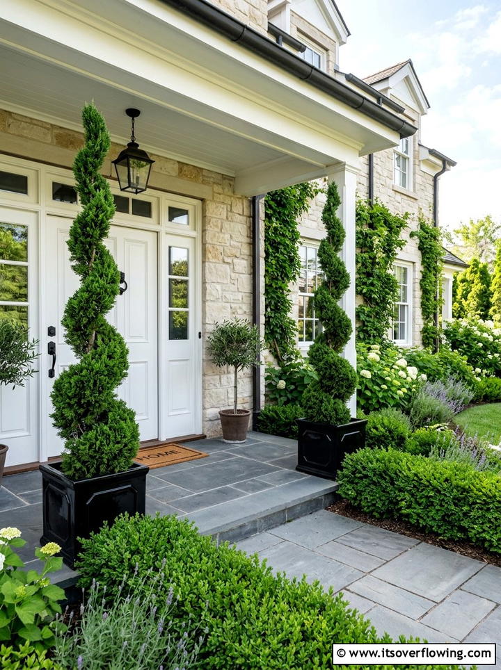 Spiral Topiary By Front Door - 25 garden decor ideas with topiary