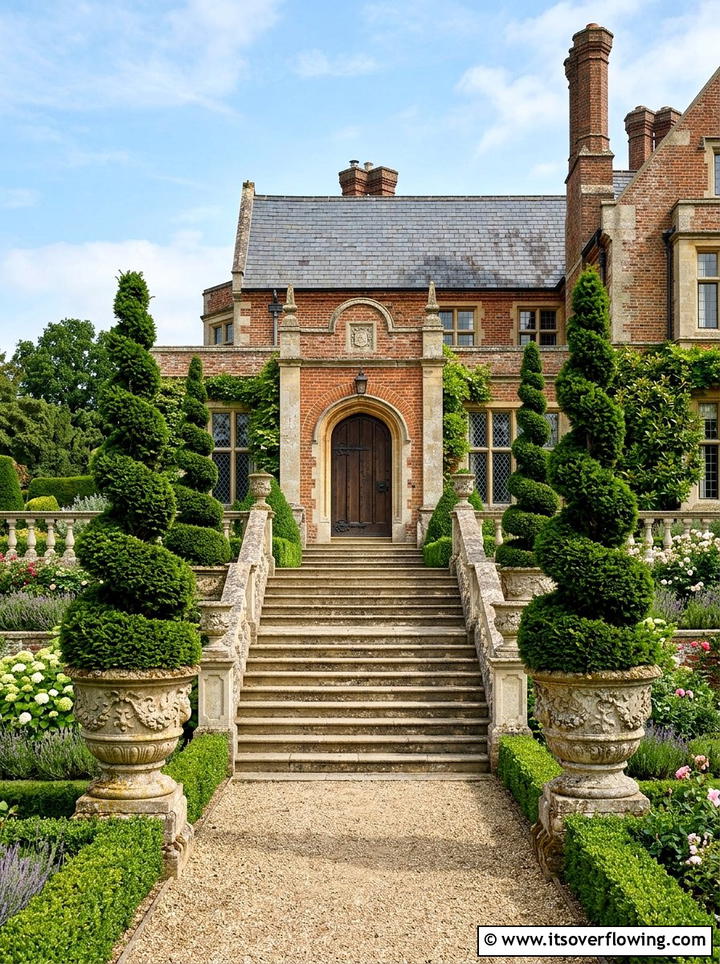 Spiral Topiary Trees - 25 front porch ideas with plants