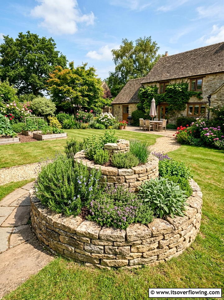 Spiral herb garden - 25 upcycled garden ideas with stones