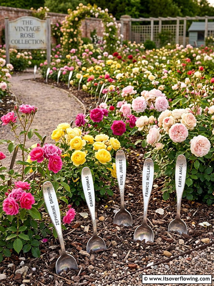 Spoon Plant Label - 25 recycled garden ideas with old kitchenware
