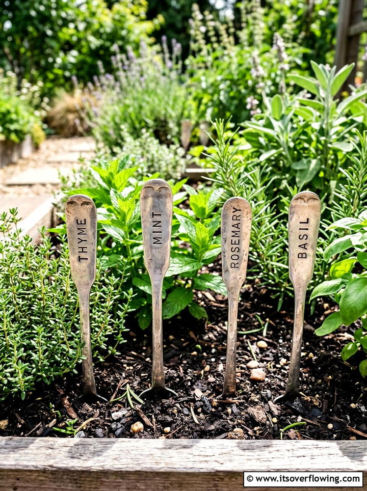 Spoon plant marker - 25 cheap garden ideas with recycled materials