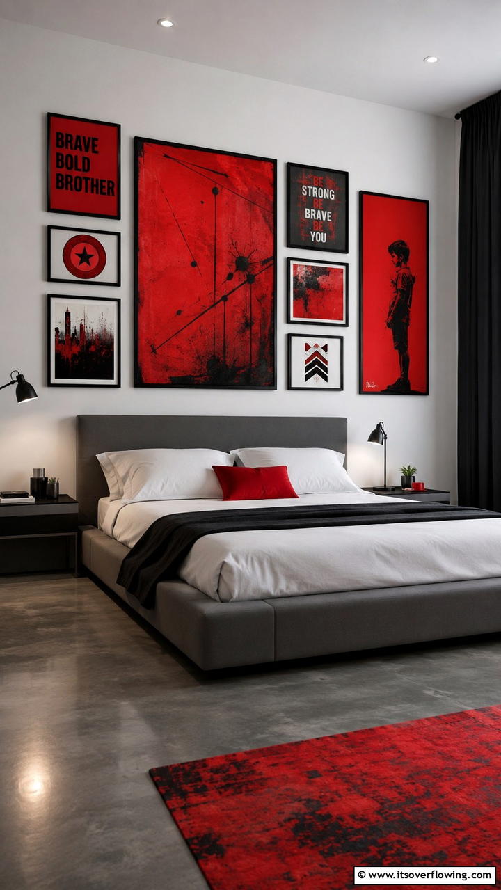 Sports Themed Decor with Red Accents - 20 Red Boy Room Ideas for a Fun and Energetic Space