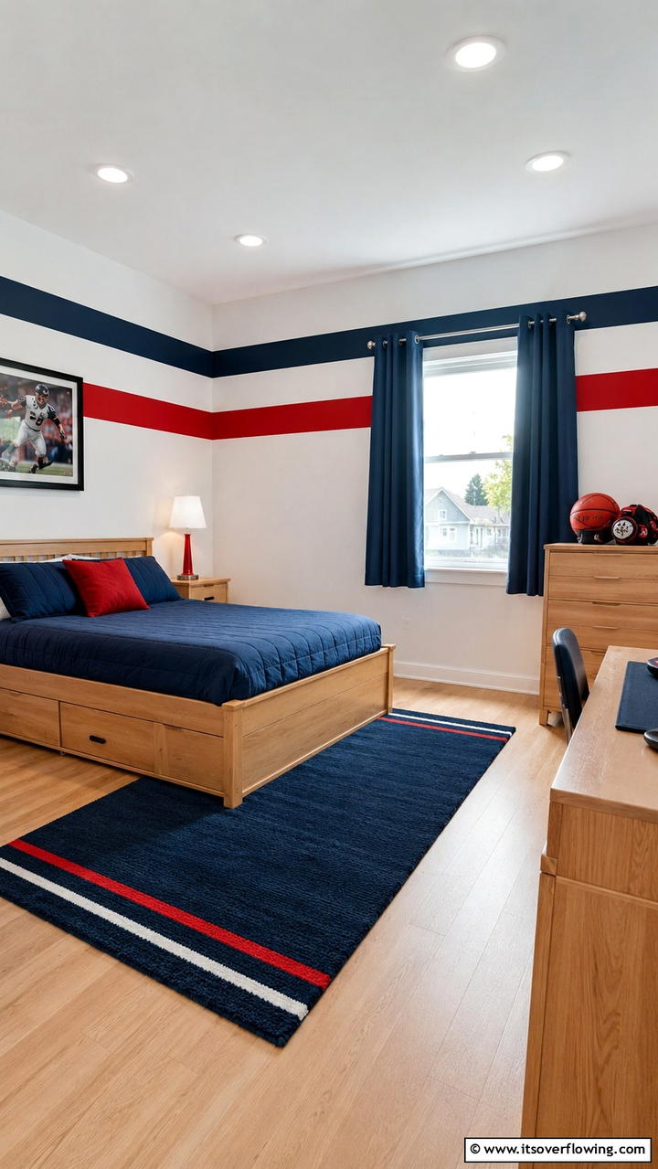 Sporty Stripes - 25 Boys Room Paint Ideas for Fun and Creativity