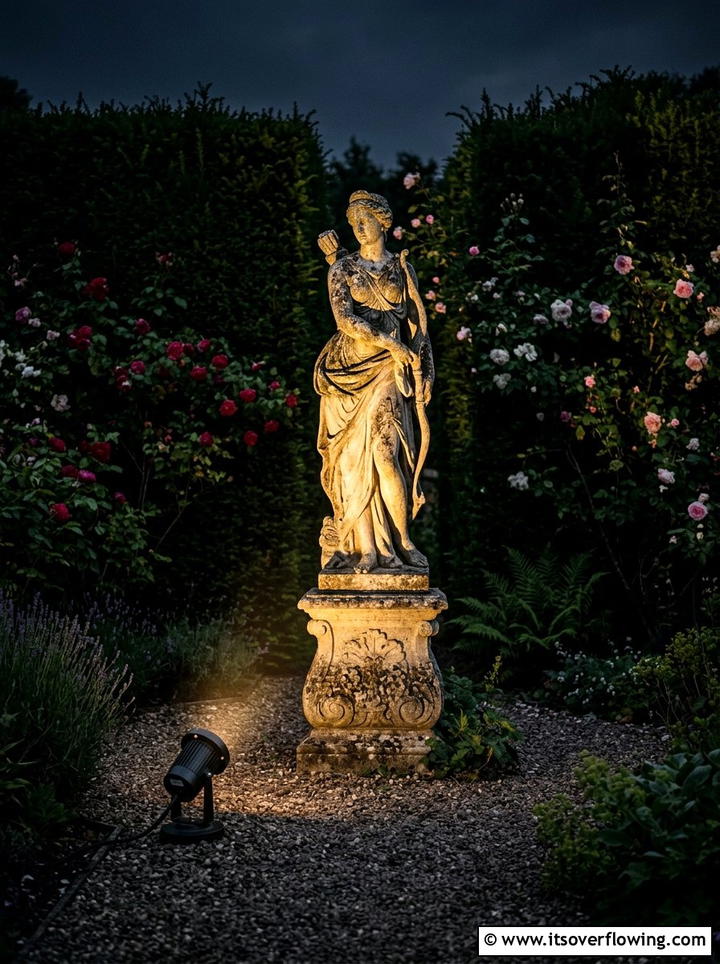 Spotlight for garden statue - 25 garden decor ideas with lights