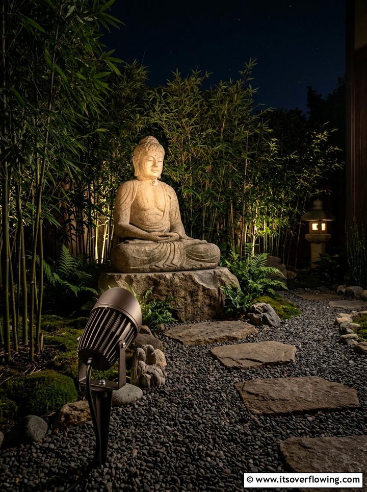 Spotlights for garden statues - 25 small garden ideas with lighting