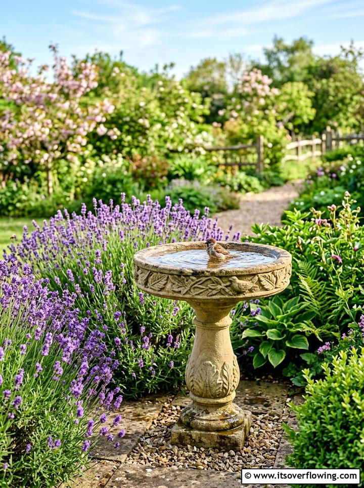 Spring Bird Bath - 25 backyard decorating ideas with seasonal decor