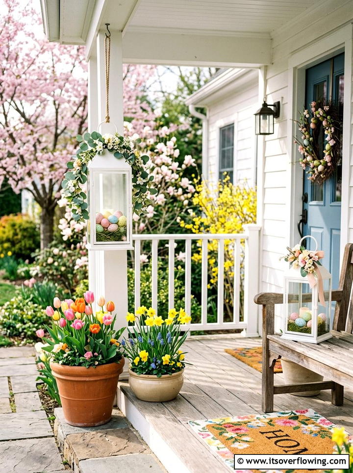 Spring Floral Porch Lanterns - 25 front porch decor ideas with lanterns