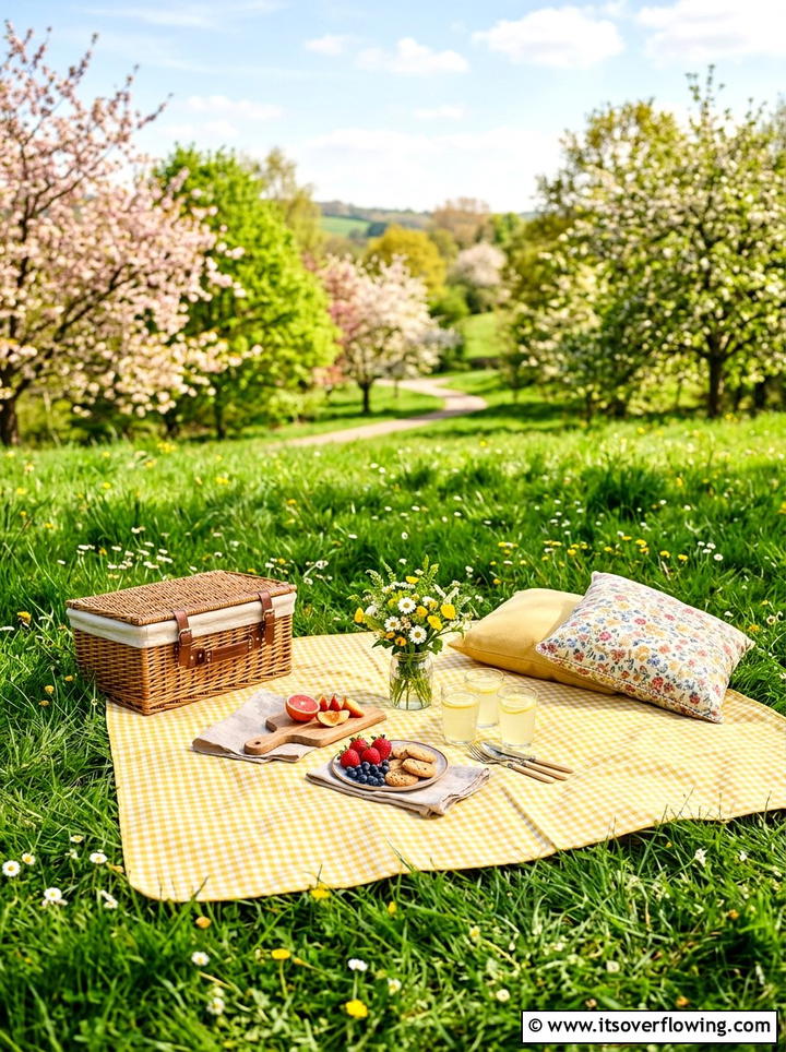 Spring Picnic Blanket - 25 backyard decorating ideas with seasonal decor