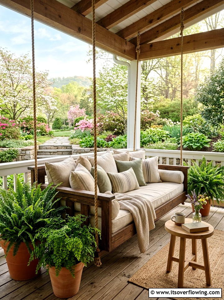 Spring porch swing - 25 front porch ideas with spring decor