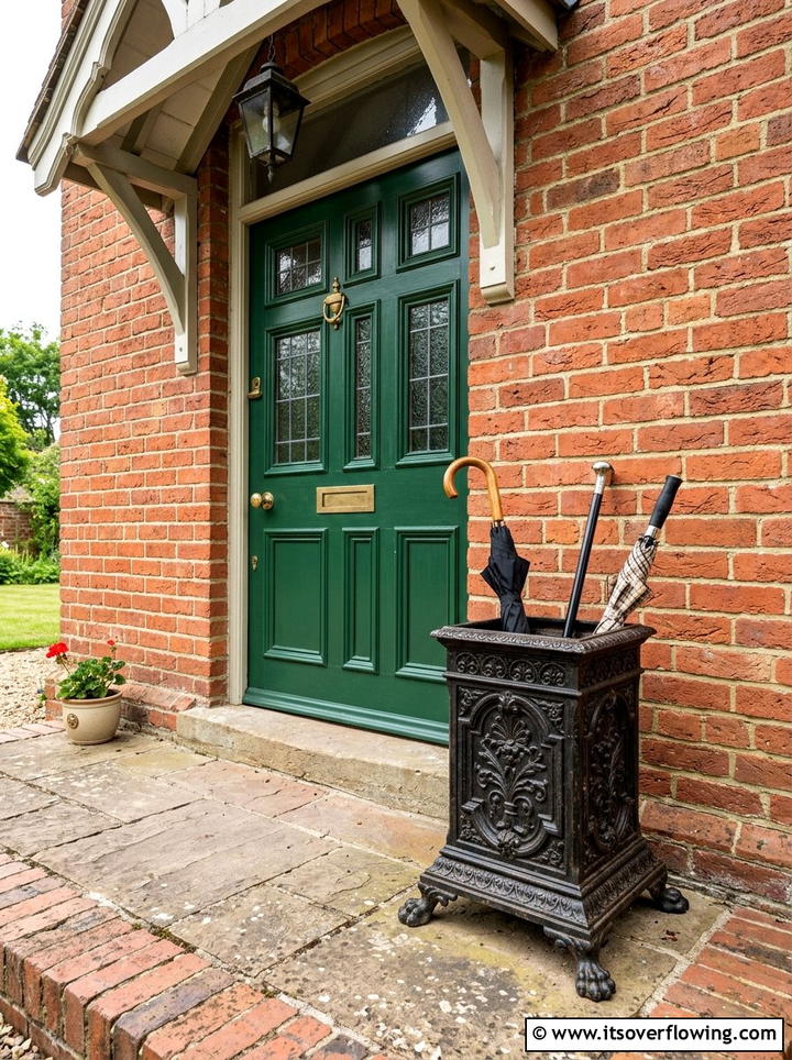 Square Cast Iron Umbrella Stand - 25 front porch ideas with umbrella stand
