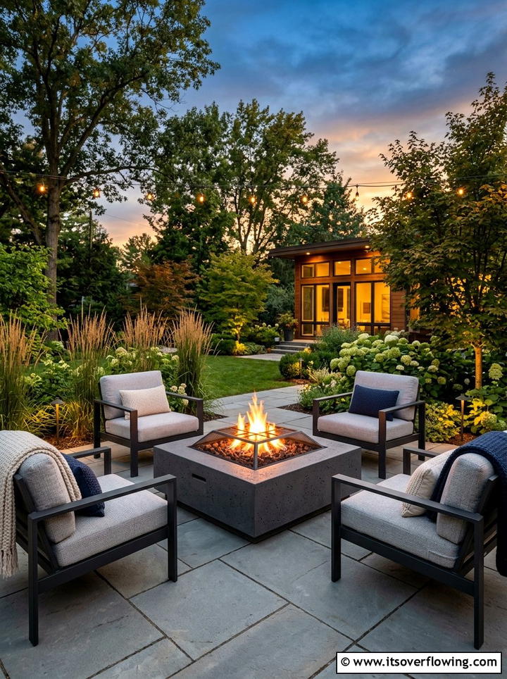 Square Fire Pit Area - 25 garden design ideas with straight lines