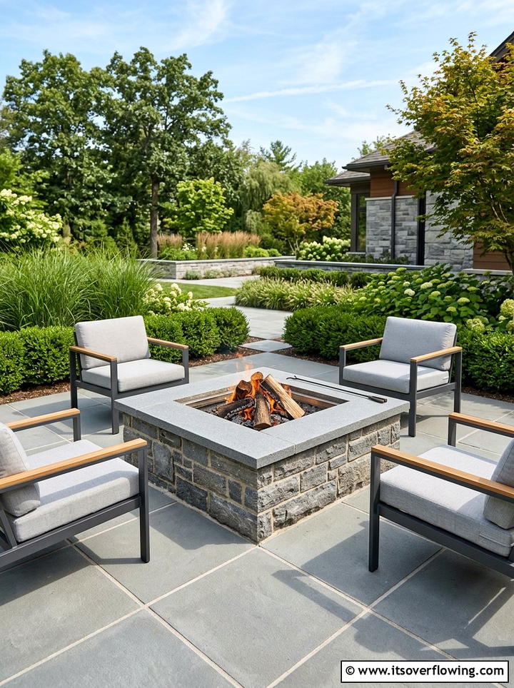 Square Stone Fire Pit - 25 backyard ideas with fire pit