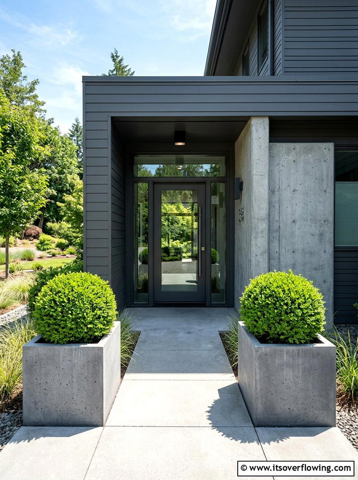 Square planter boxwood topiary - 25 front porch decor ideas with topiaries