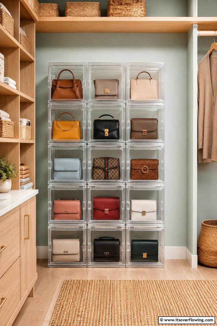 Stackable Purse Storage Bins - 30 Practical Purse Storage Ideas to Organize Handbags