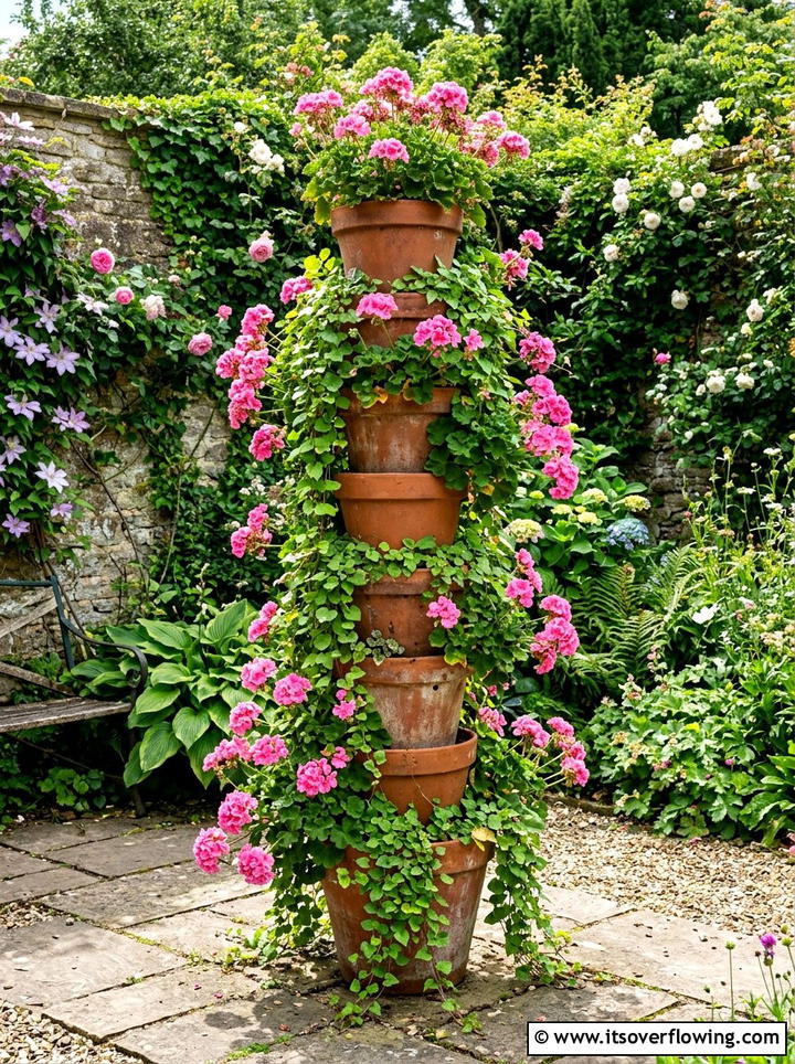 Stackable Terra Cotta Pots - 25 small garden ideas with vertical planters