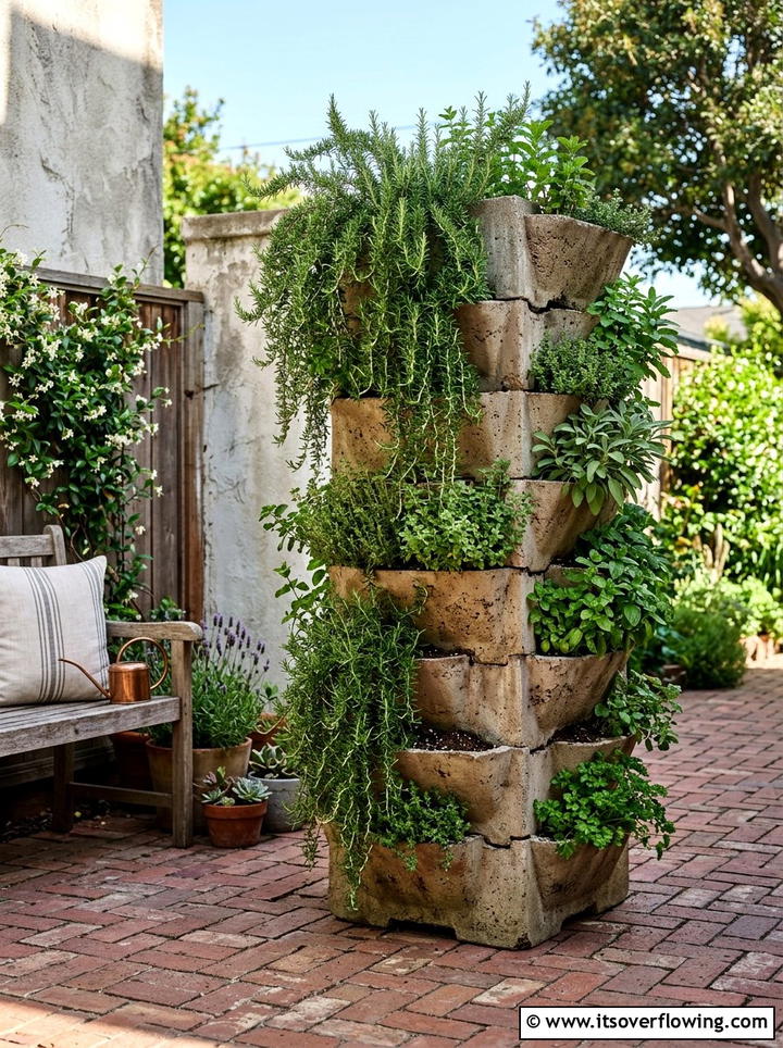 Stacked Concrete Planter Vertical Garden - 25 garden decor ideas with concrete planters
