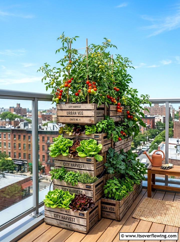 Stacked Crate Vegetable Garden - 25 garden decor ideas with crates