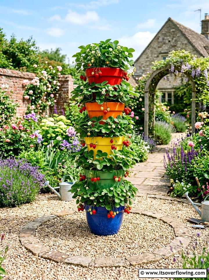 Stacked Garden Pots - 25 creative garden ideas with colorful pots