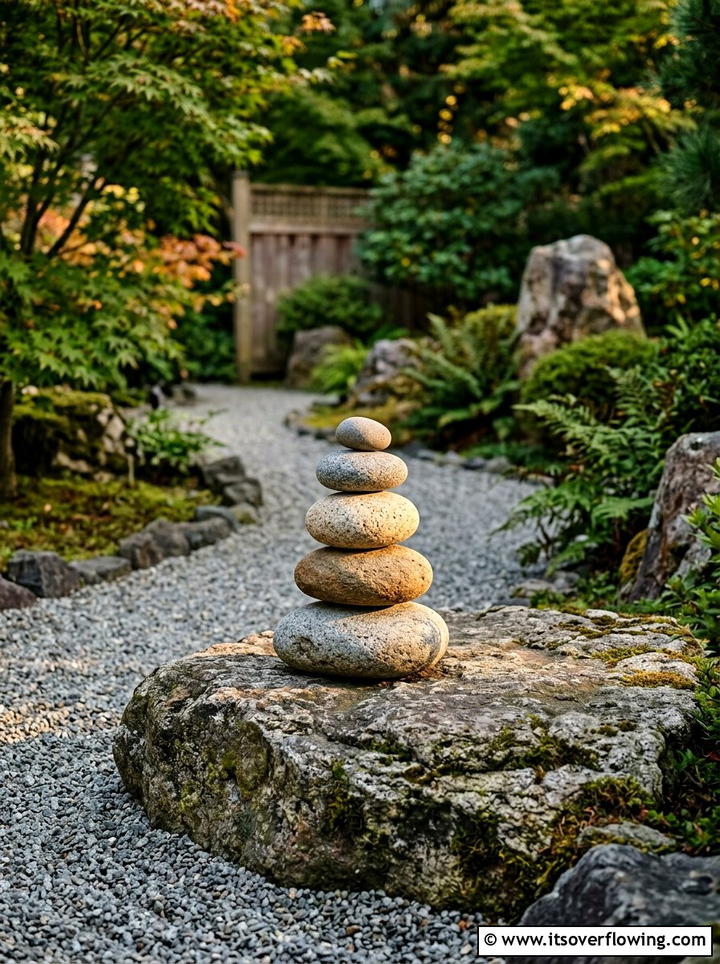 Stacked Rock Cairn - 25 garden decor ideas for zen gardens
