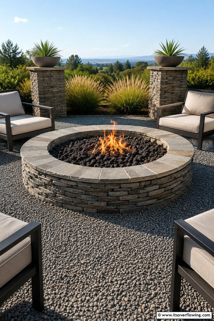 Stacked Stone Fire Pit Layout - 30 Elegant Stone Fire Pit Ideas for Backyard Entertaining