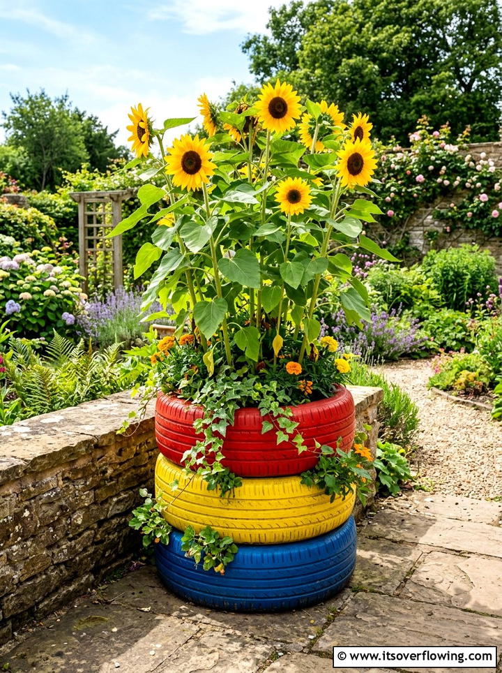 Stacked Tire Planter - 25 garden ideas with old tires