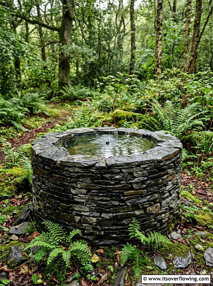 Stacked slate water bowl - 25 backyard decorating ideas with water bowls