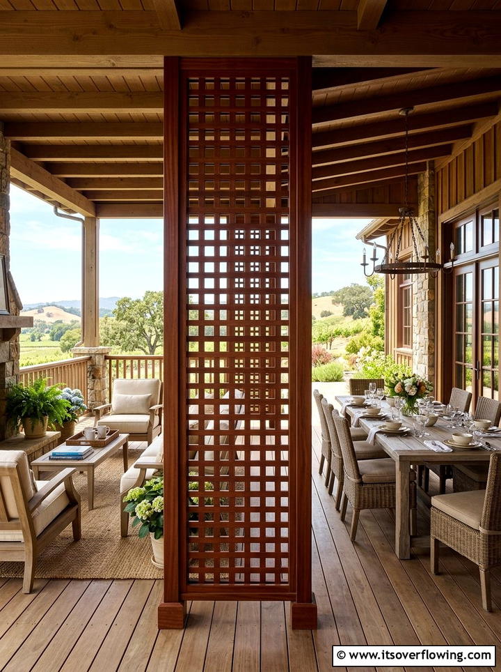 Stained Lattice Porch Partition - 25 front porch ideas with lattice panels