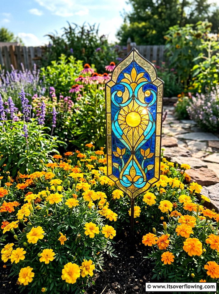 Stained glass garden stake - 25 garden ideas with decorative stakes