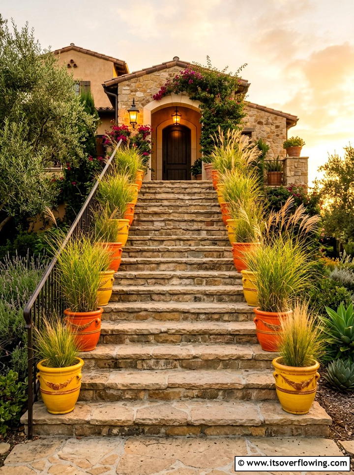 Staircase Flower Pots - 25 creative garden ideas with colorful pots