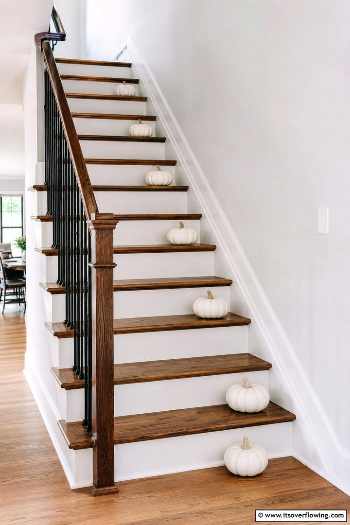 Staircase Garland Alternative - 50 Minimalist Fall Decor Ideas to Upgrade Spaces Now
